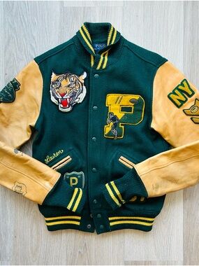 Rare Polo Ralph Lauren Signature Tigers Varsity Bomber Jacket